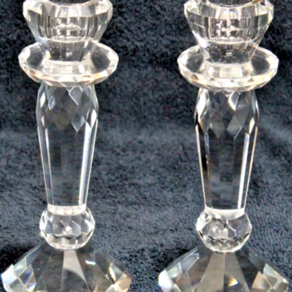 6.5" Crystal Candlestick Multi-faceted candle holder brilliant Christmas Dinner - Picture 4 of 10